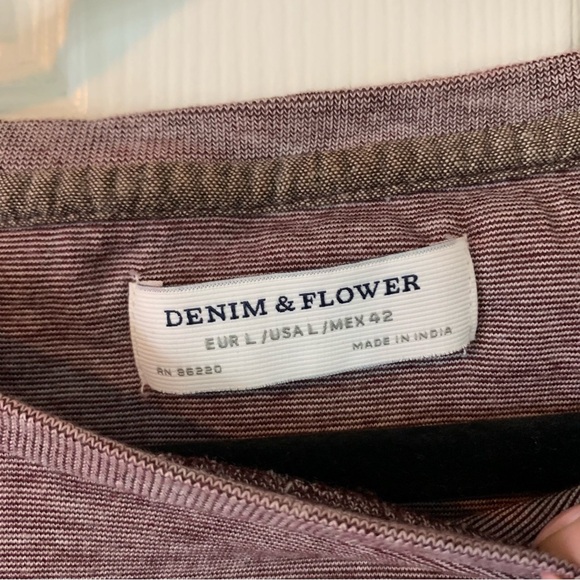 Denim & Flower Men’s Maroon Colorblock T-Shirt, size L - Picture 2 of 5